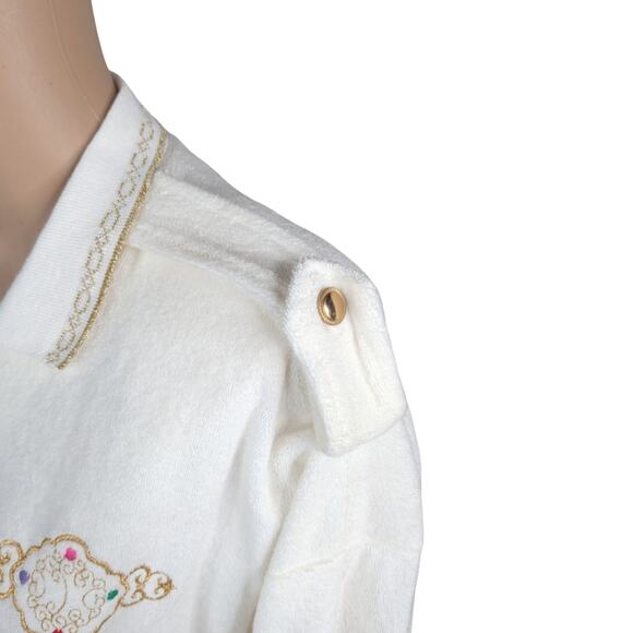 NWT Vtg 80s Leigh Karmitz Periphory I.Magnin White Gold Military Terry Robe SZ M - Picture 5 of 13